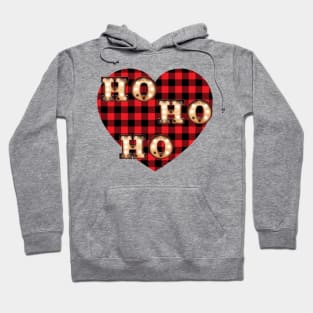 Ho Ho Ho. Buffalo plaid Heart. Christmas design Hoodie